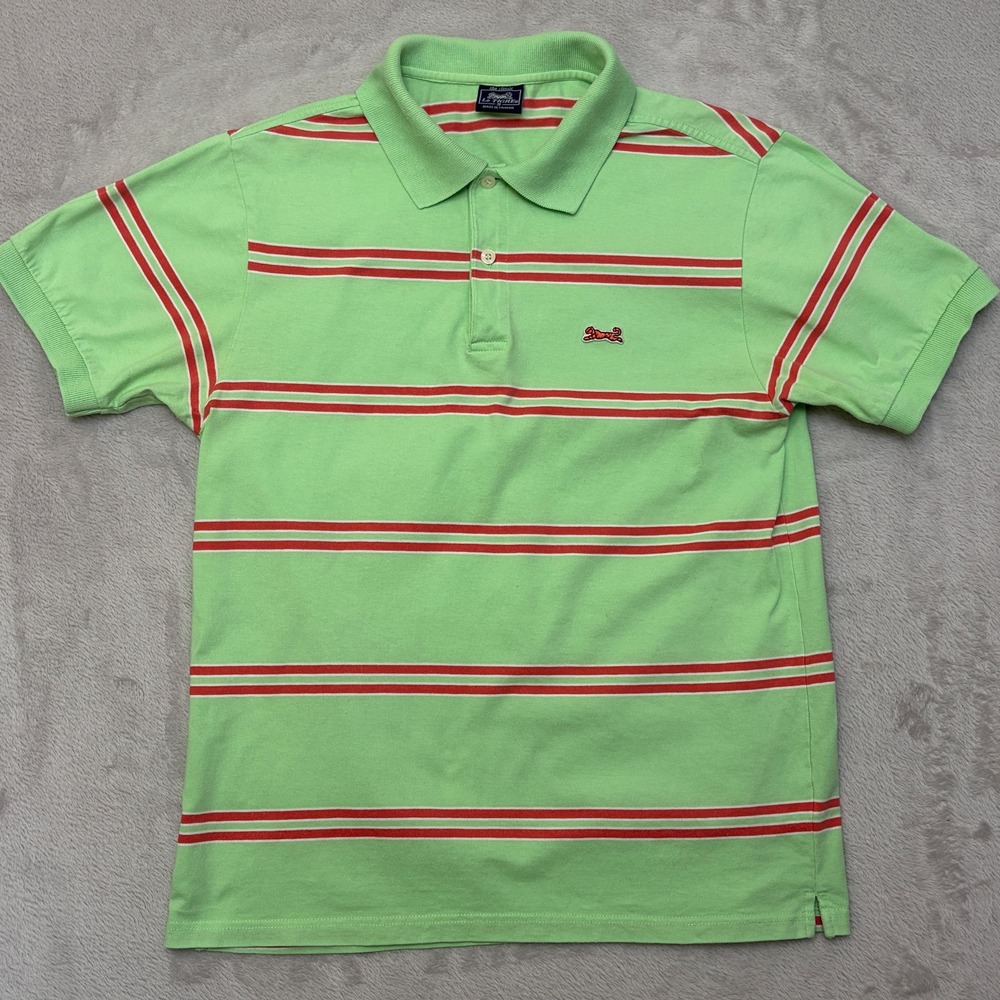 Le Tigre Classic Striped Green Polo Small embroidered logo made in Taiwan